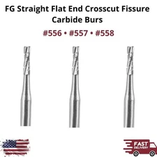 FG Straight Flat End Crosscut Fissure Carbide Bur Size 556-558 High Speed Dental