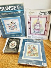 Vintage Counted Cross Stitch Lot 4 New Assorted Brands Read