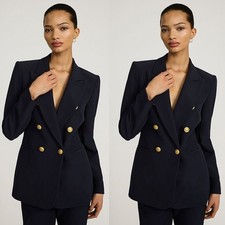 Women Suit Navy Blue 2 Pieces Work Wear Set Ladies Office Slim Fit Wedding Groom