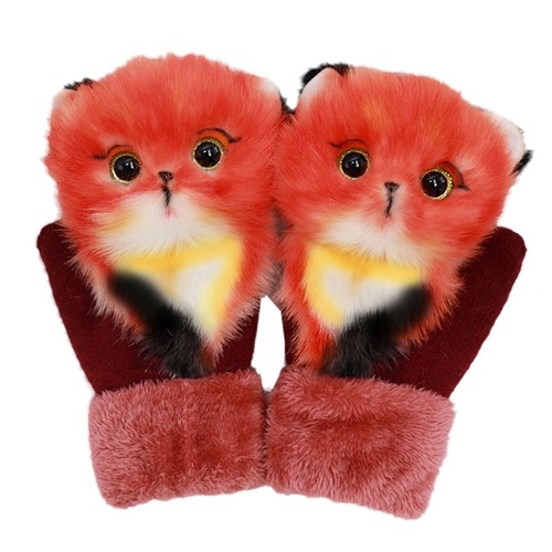 Winter Fleece Lined Gloves Full Finger Knitted Glove 3D Animal Gloves for Kids - Picture 17 of 20