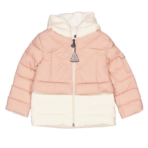Moncler Girls Pastel Pink Liama Down Puffer Jacket, Size 18/24M
