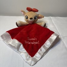 Rudolph Red Nose Reindeer CLARICE baby Security Blanket lovey Satin Trim NEW HTF
