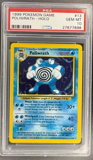 1999 Pokemon Base Set Poliwrath Holo #13/102 PSA 10 GEM MINT Unlimited