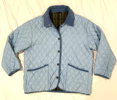 Vintage John Partridge Jacket XL Blue Quilted Barn Corduroy Collar Cottagecore