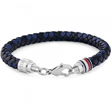 Genuine Tommy Hilfiger Tyson Blue & Cobalt Blue Leather Bracelet 2790634 - 19cm