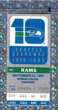 Eric Dickerson 150y3TD Ticket Seahawks Rams 9/23/1985 Dave Krieg 267yTD Easley