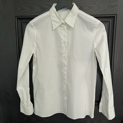 Prada White Poplin Button-Up Shirt Woman s Size 38