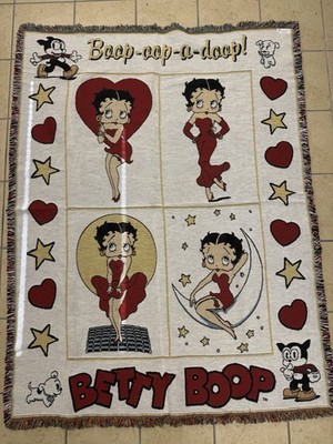 BETTY BOOP 2001 Danbury Mint Throw Blanket Tapestry Collectable Red Dress