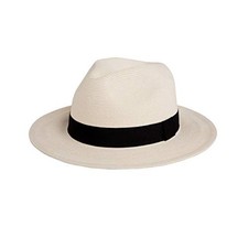Pineapple Star Sun Straw Fedora Beach Hat Fine Braid UPF50 for Large Off-white