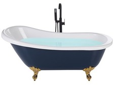 Retro Badewanne blau/weiß oval freistehend 170 x 80 cm Löwenfüße in Gold Cayman
