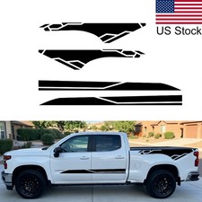 4pcs 8261 Black Sport Racing Stripe Body Bed Side Decal Stickers For Truck