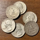 6 Silver 1963 & 1964 Quarter Dollars Old 25 Cent Coins