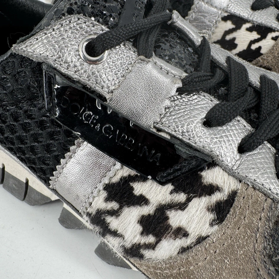 dolce & gabbana shoes 37.5 7.5 suede patchwork capri sneakers designer luxury - Image 4 of 4