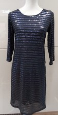 WornOnce MAMALICIOUS Black Navy SEQUIN 3/4 Slve STRETCHY MATERNITY DRESS S 10 12