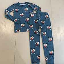 Hanna Andersson Halloween HannaJams Cotton Pajama Set Blue Monster Face - 8 130