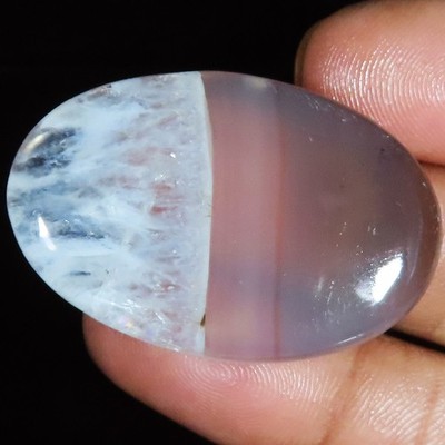 58.50 Cts Super Natural Ice Solar Quartz Oval Cabochon Gemstone 25x39x6 mm KY80