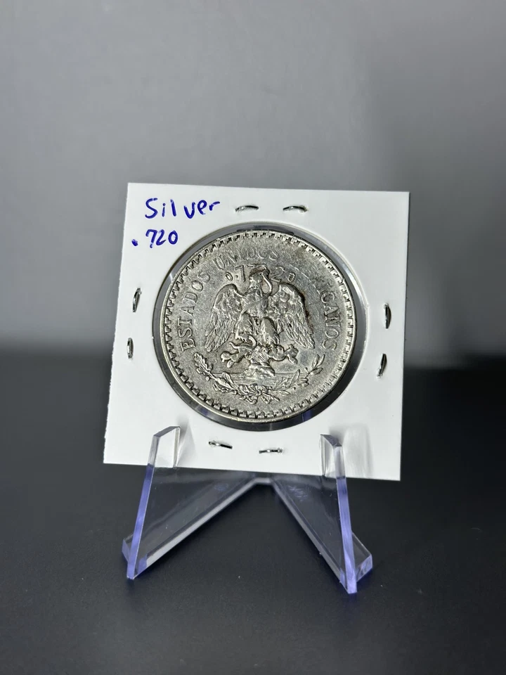 1927 M México 1 Peso .720 Plata Clásico - Fecha Clave Peso KM# 455 Foto 2 de 2