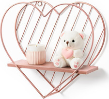 Rose Gold Floating Shelves Wall Mounted Metal Heart Design Small Storage
