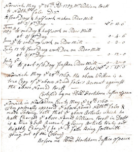 1765 NORWICH CONNECTICUT COURT DECISION BY JUSTICE OF PEACE EBENEZER HARTSHORN