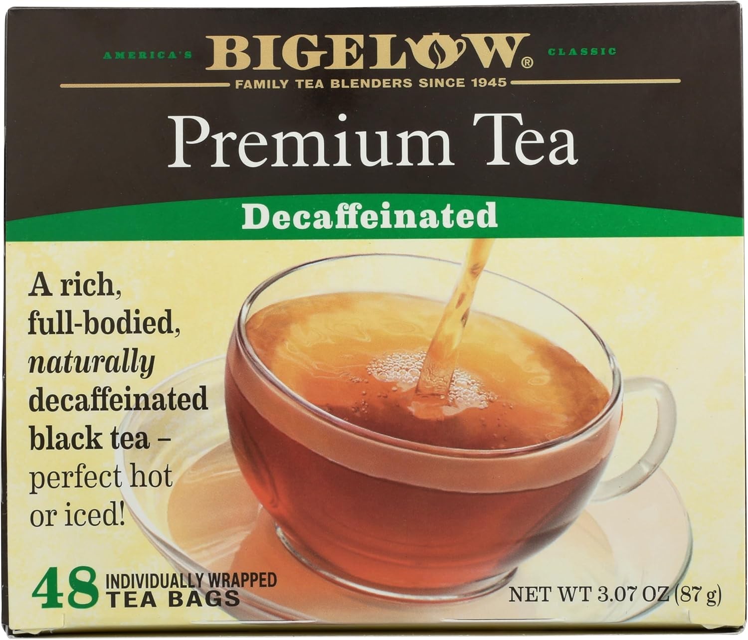 Contains 48, Bigelow 48 Count Premium Decaffeinated Blend Black Tea