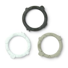 Baby Teether Ring Set, 3 Pack Food-Grade Silicone, Sage Green