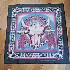 Aztec Design 50 Poly 50 Black Cotton Kerchief Bandana Head Wrap 21" x 21".
