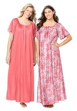 Only Necessities Plus Size 2-Pack Long Silky Gown