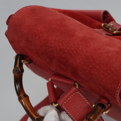 GUCCI Bamboo Backpack Suede Leather Red Gold 003 2058 0016  display picture 1