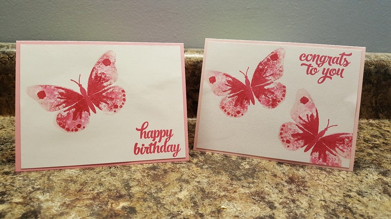2 Handmade Stampin' Up! Birthday and Congrats Butterfly Cards