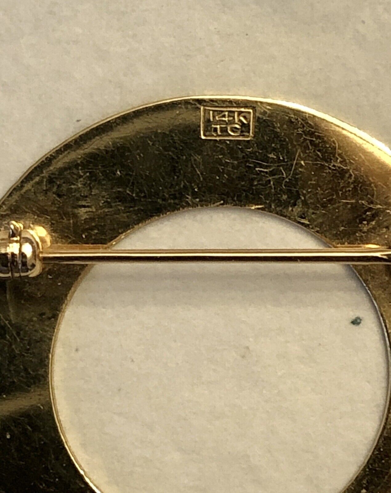 14k Yellow Gold Circle Pin Brooch 3.45 Grams Vint… - image 3