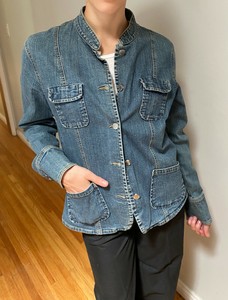 grandad collar denim jacket