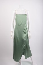 Zara Womens Midi Slip Dress L Green Beaded Strap Satin Effect 7765/899 NWD