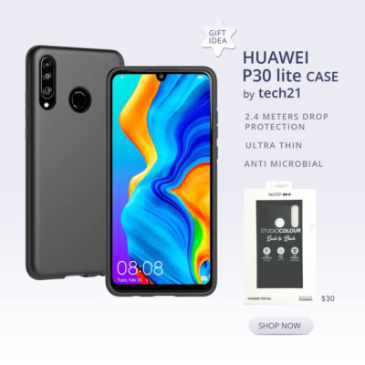 Huawei P30 Lite Case Tech21 Mobile Cover for Phone Back Black GIFT30  AT TEC01