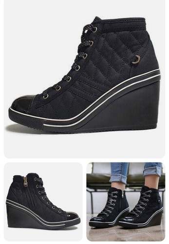 woman spring trainers canvas wedge sneaker shoes size 36 - Picture 11 of 12
