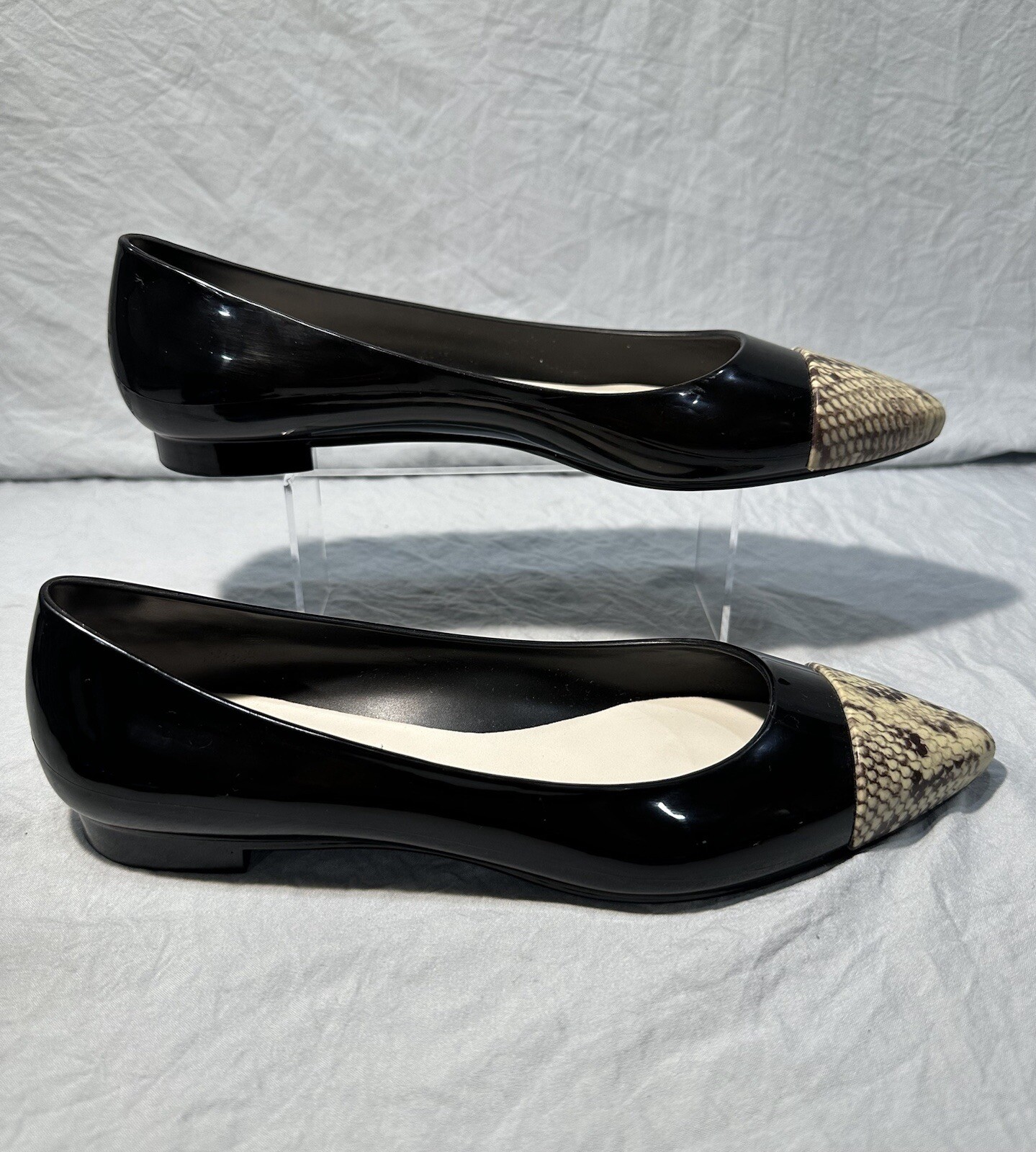 KATE PYTHON TEMPERATE BLACK POINTED TOE BALLET FL… - image 10