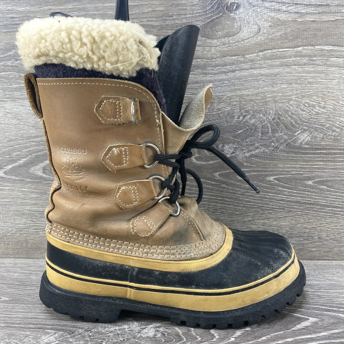 Sorel Caribou Waterproof Boots in Brown and Black SOREL Caribou fleece-trimmed nubuck and rubber snow boots  main image 2
