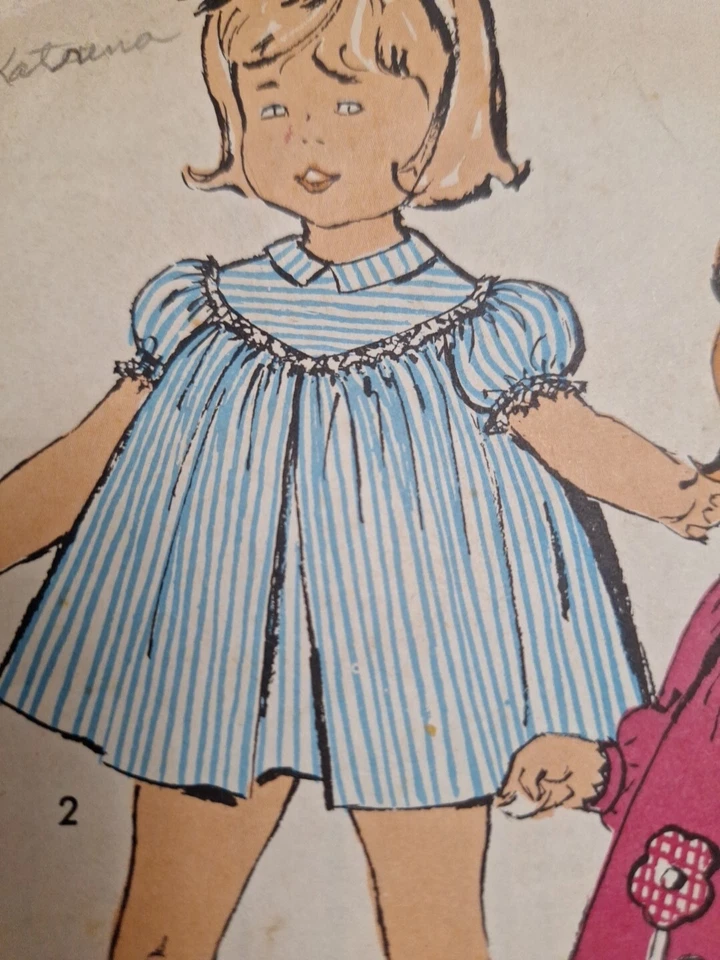 Dress Smock Top 12M 1 1T Sew Easy Advance Sewing Pattern 2986 Cut VTG Short Yolk - Image 2 of 4