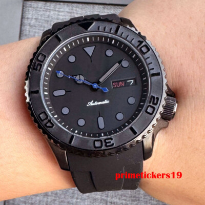 NH36 Black Automatic Men Watch 3.8 Crown Sapphire Date Week Flash Second Pointer