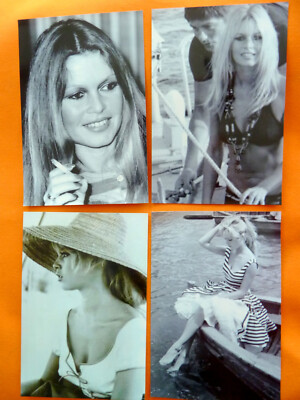 4 Rare Photos of BRIGITTE BARDOT - Semi-Rigid Paper - 15 x 10cm - B/W