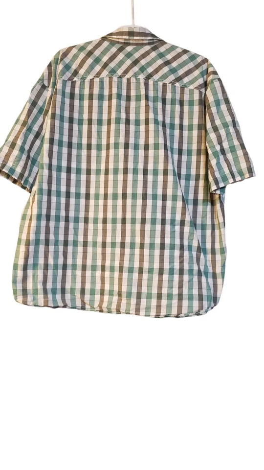 Camisa a Cuadros Method Para Hombres Verde Gris Talla XL 100% Algodón Preppy Relax Academia Foto 2 de 4