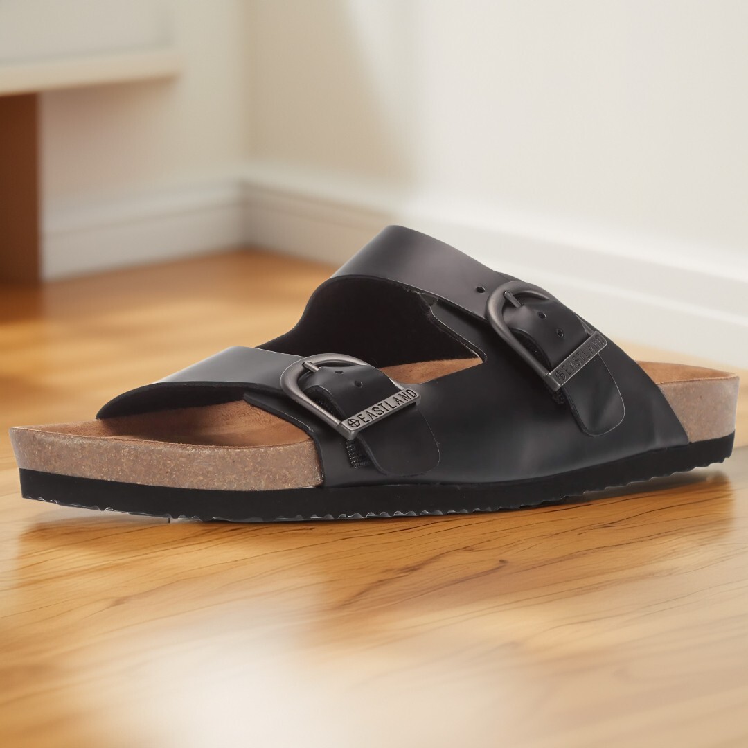 Eastland Men’s Black Cambridge Leather Sandals Size NWT Eastland Mens Cambridge Round Toe Slip On Leather Sandal  main image 2