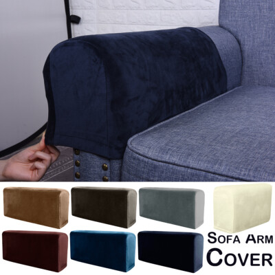 2pcs Set Velvet Stretch Sofa Couch Arm Protector Covers Elastic Armchair Cover 2pcs Set Velvet Stretch Sofa Couch Arm, Leather Sofa Arm Covers