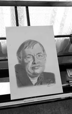 Stephen Hawking Hand Drawn Art Print by Jay Pritchard, the Celebrities Artist.
