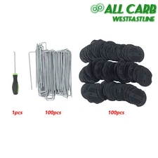 100Pcs 6" 11Gau Landscape Staples Garden Stakes Galvanized Sod Staples W/Gasket