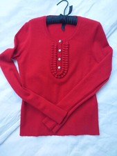 Aquascutum vintage Cashmere Jumper Red Ruffle Front