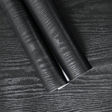 Black Wood Grain Contact Paper Peel Stick Self Adhesive Wallpaper Vinyl Wrap New