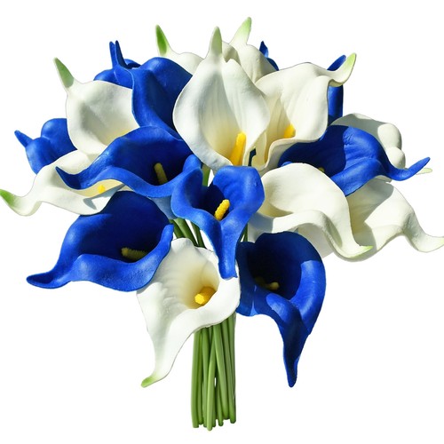 20pcs Blue and White Flowers Artificial Calla Lily Silk Fake Flowers 13