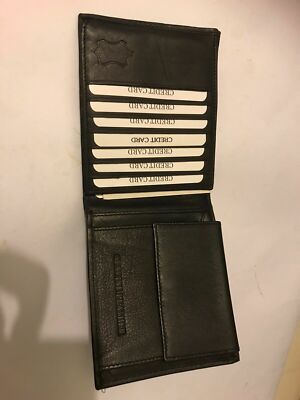 MEN'S LEATHER WALLET AMBANC BRAND 18 CARDS EXECUTIVE BLACK ( MODEL 105 )