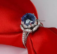 Luxurious 3.00Ct Round Cut Blue Sapphire CZ Wedding Ring 14K White Gold Finish