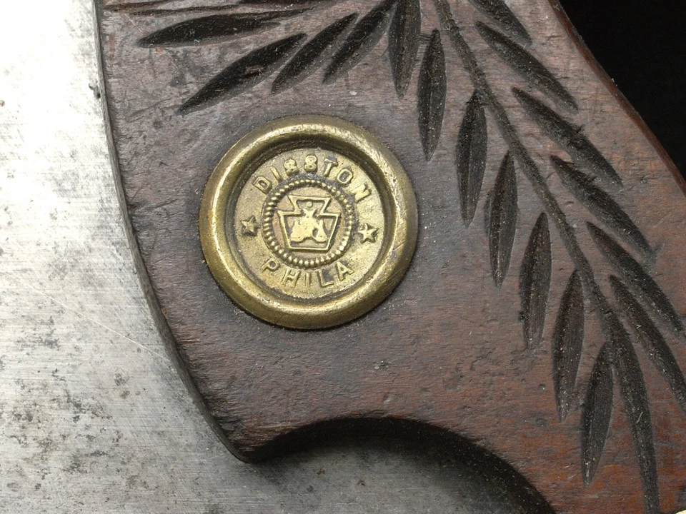 SIERRA TRANSVERSAL DISSTON D 23 (PRE 1928) ESPALDA RECTA 24" 6 tpi con MANGO DE MADERA DE MANZANA Foto 3 de 4